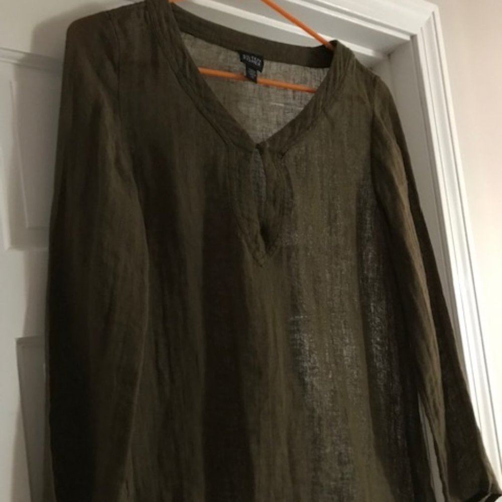 eileen fisher, 100% Linen; tunic, long sleeve, X-small